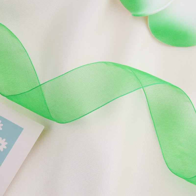 Hapeper 1 Inch Sheer Organza Chiffon Ribbon  50 Yards/Roll (Green) - Image 4